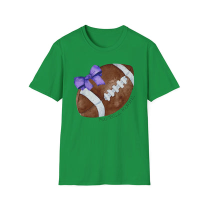 Football Momma T-Shirt with Purple Bow