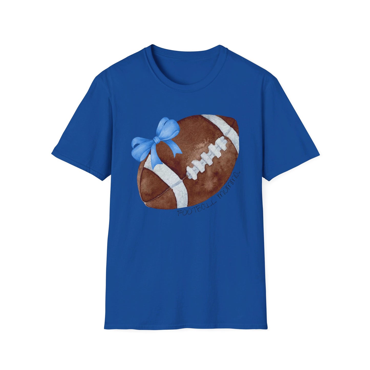 Football Momma T-Shirt with Blue Bow