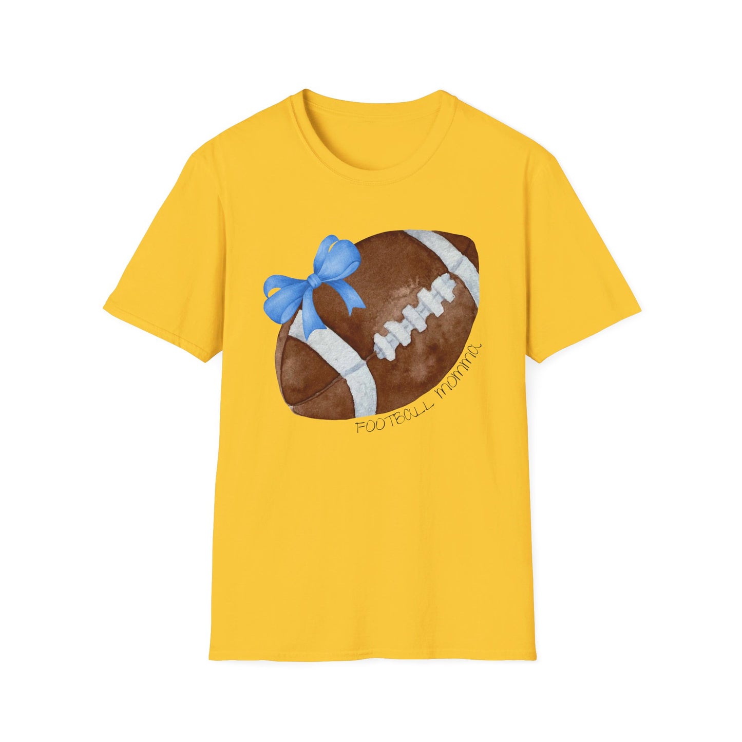 Football Momma T-Shirt with Blue Bow