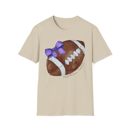 Football Aunt T-Shirt with Purple Bow