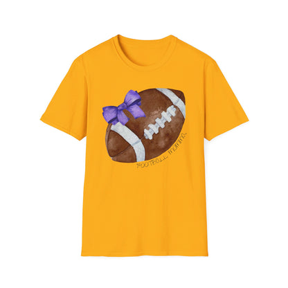 Football Momma T-Shirt with Purple Bow