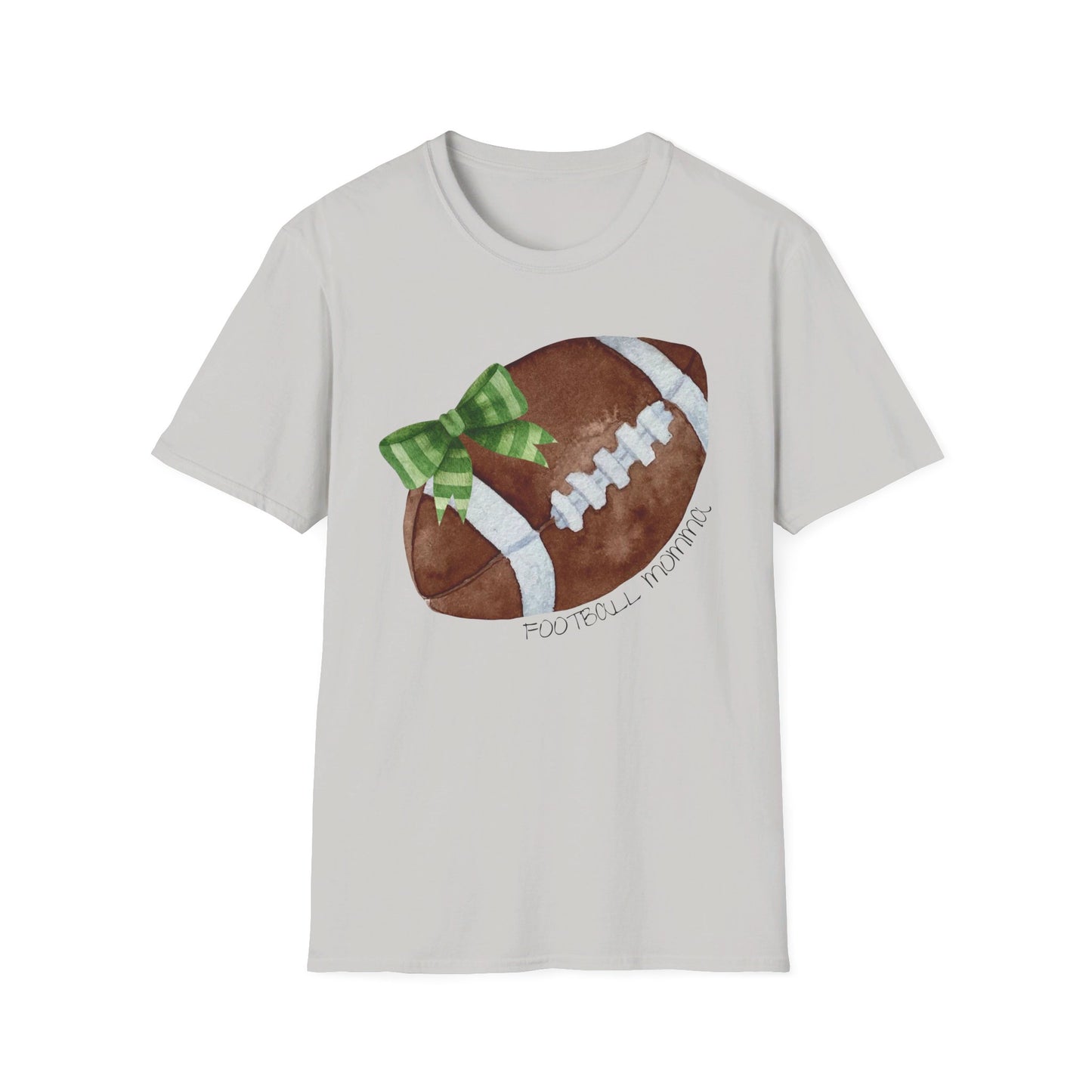 Football Momma T-Shirt with Green Bow