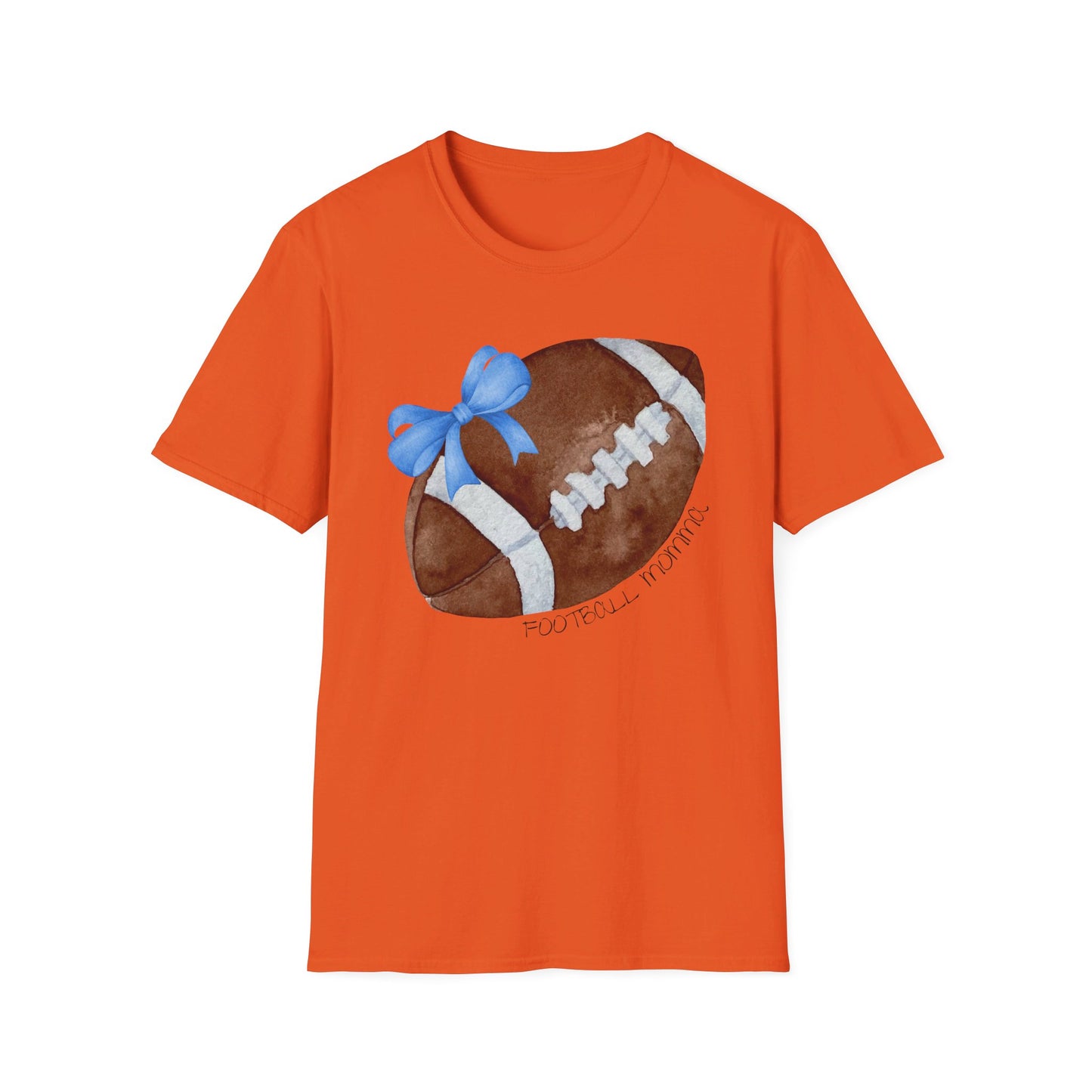 Football Momma T-Shirt with Blue Bow