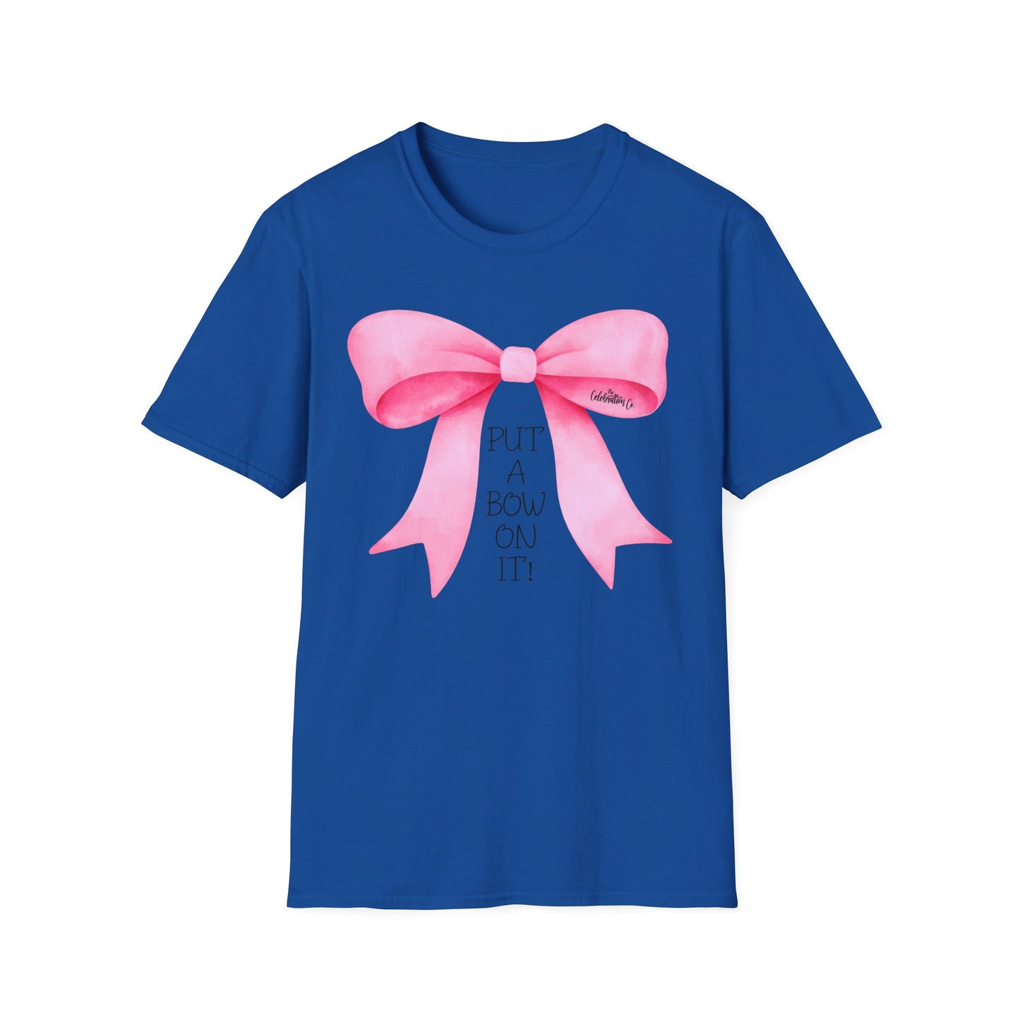 "Put A Bow On It" T-Shirt with Pink Bow and Black Letters