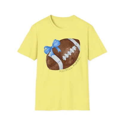 Football Momma T-Shirt with Blue Bow