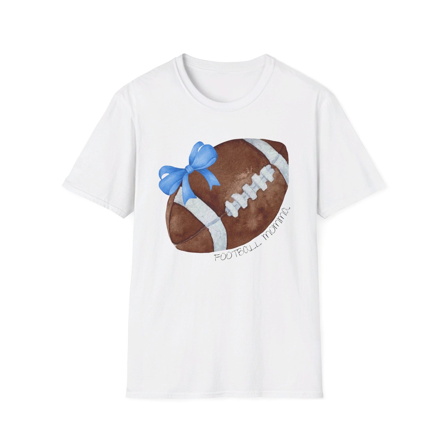 Football Momma T-Shirt with Blue Bow