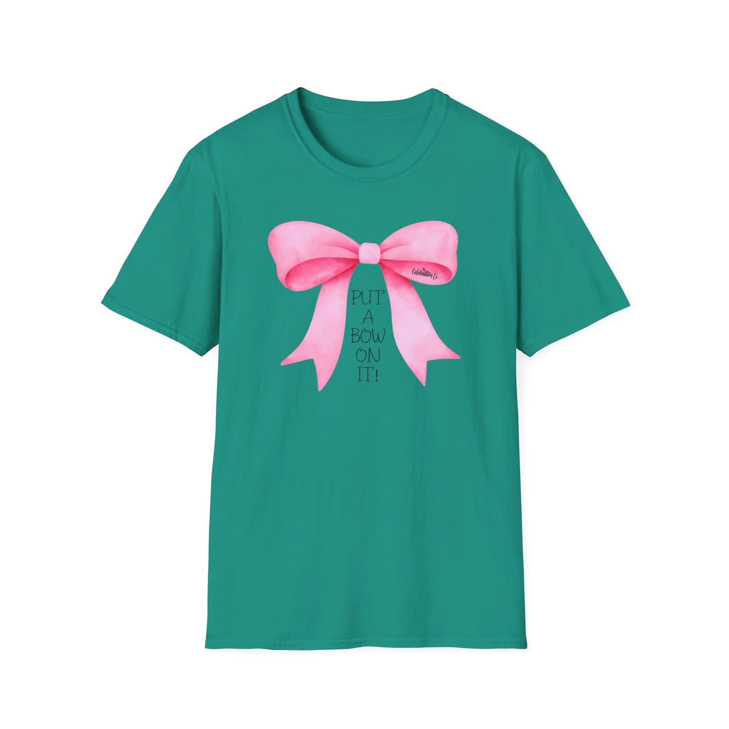 "Put A Bow On It" T-Shirt with Pink Bow and Black Letters