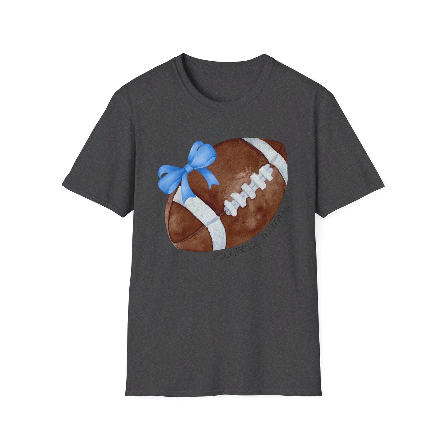 Football Momma T-Shirt with Blue Bow