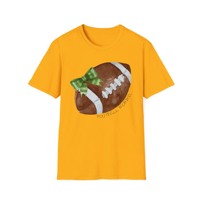 Football Momma T-Shirt with Green Bow