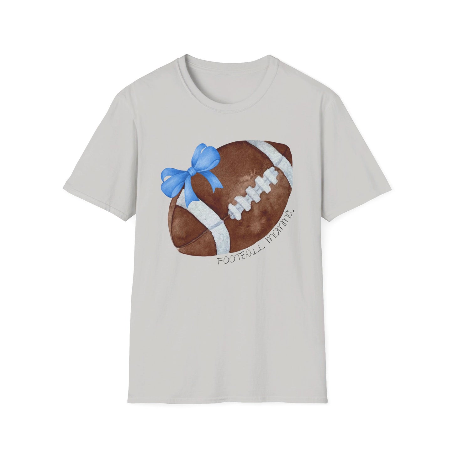 Football Momma T-Shirt with Blue Bow