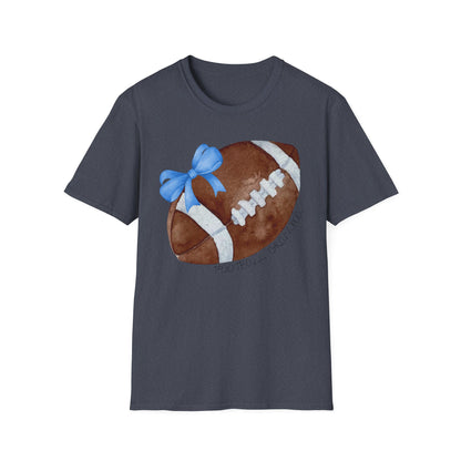 Football Grandma T-Shirt with Blue Bow