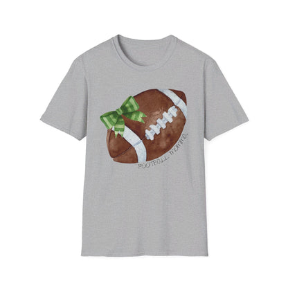 Football Momma T-Shirt with Green Bow