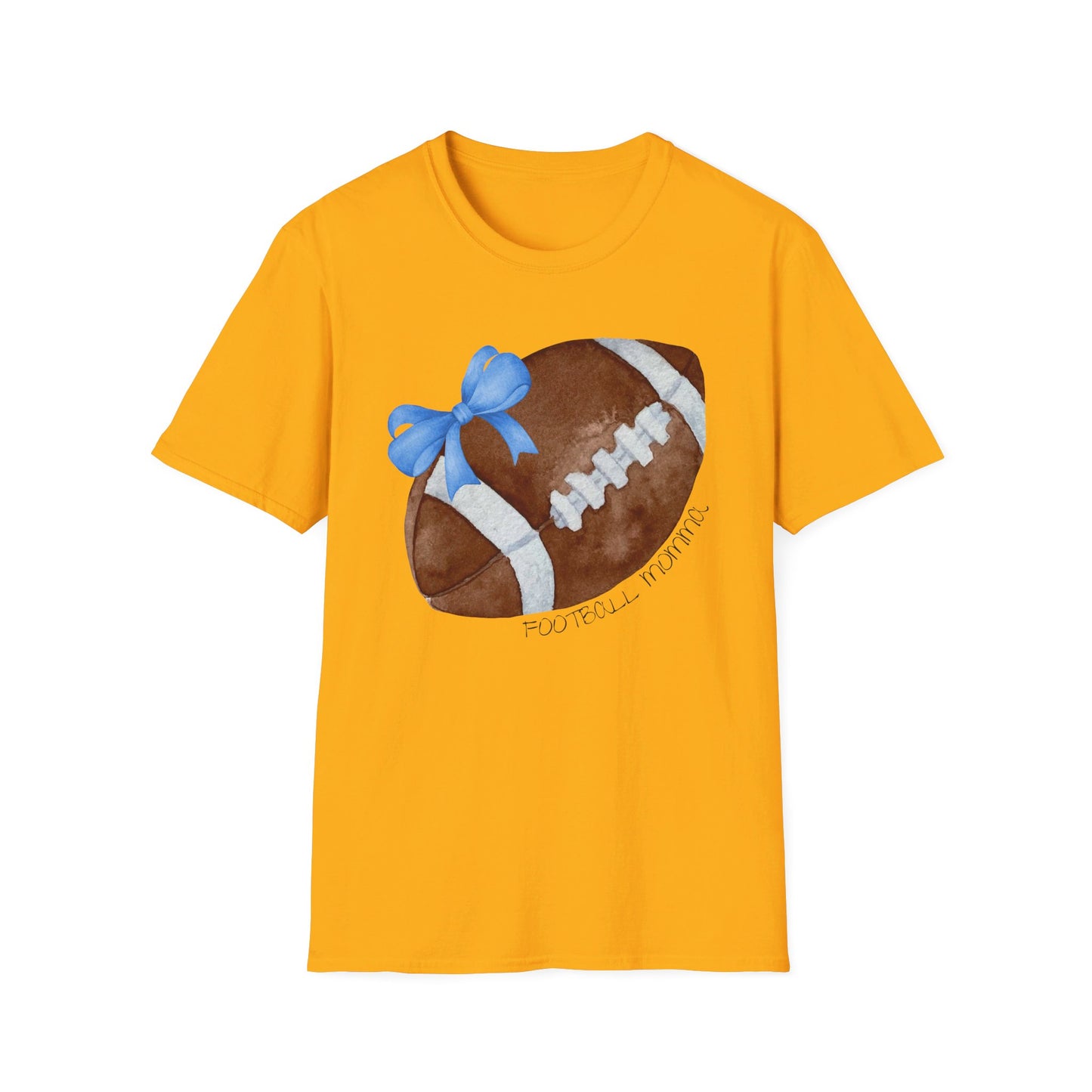 Football Momma T-Shirt with Blue Bow