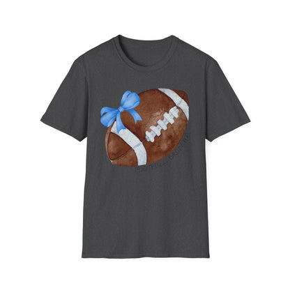 Football Grandma T-Shirt with Blue Bow