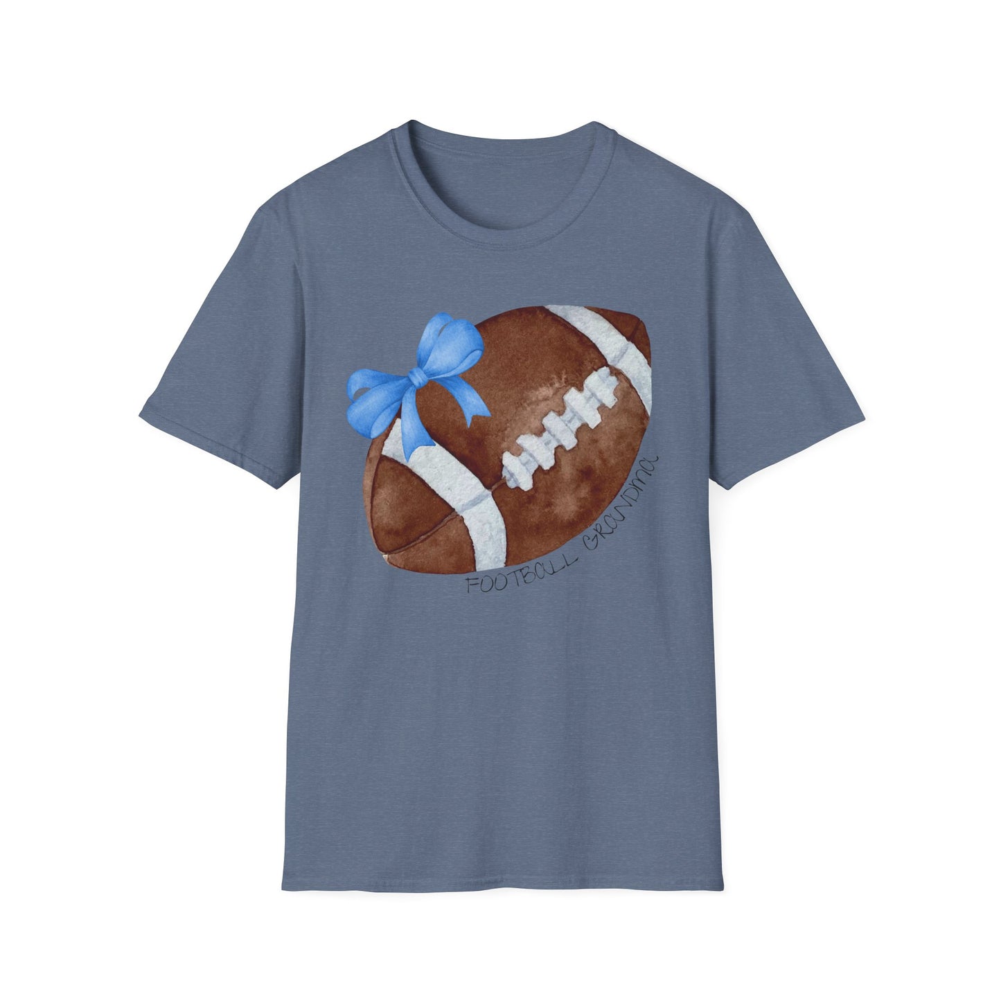 Football Grandma T-Shirt with Blue Bow