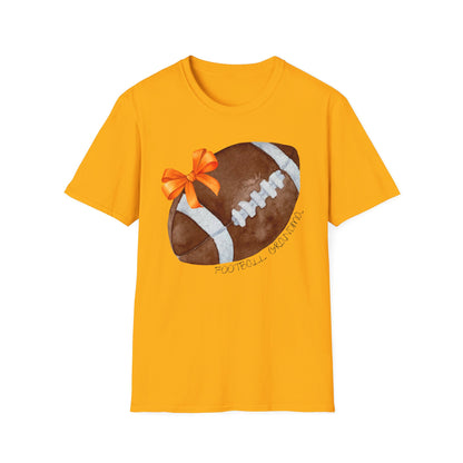 Football Grandma T-Shirt with Orange Bow