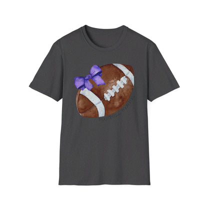 Football Momma T-Shirt with Purple Bow