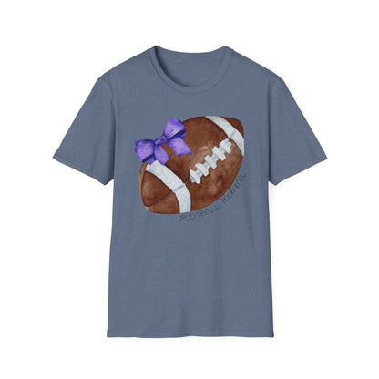 Football Momma T-Shirt with Purple Bow