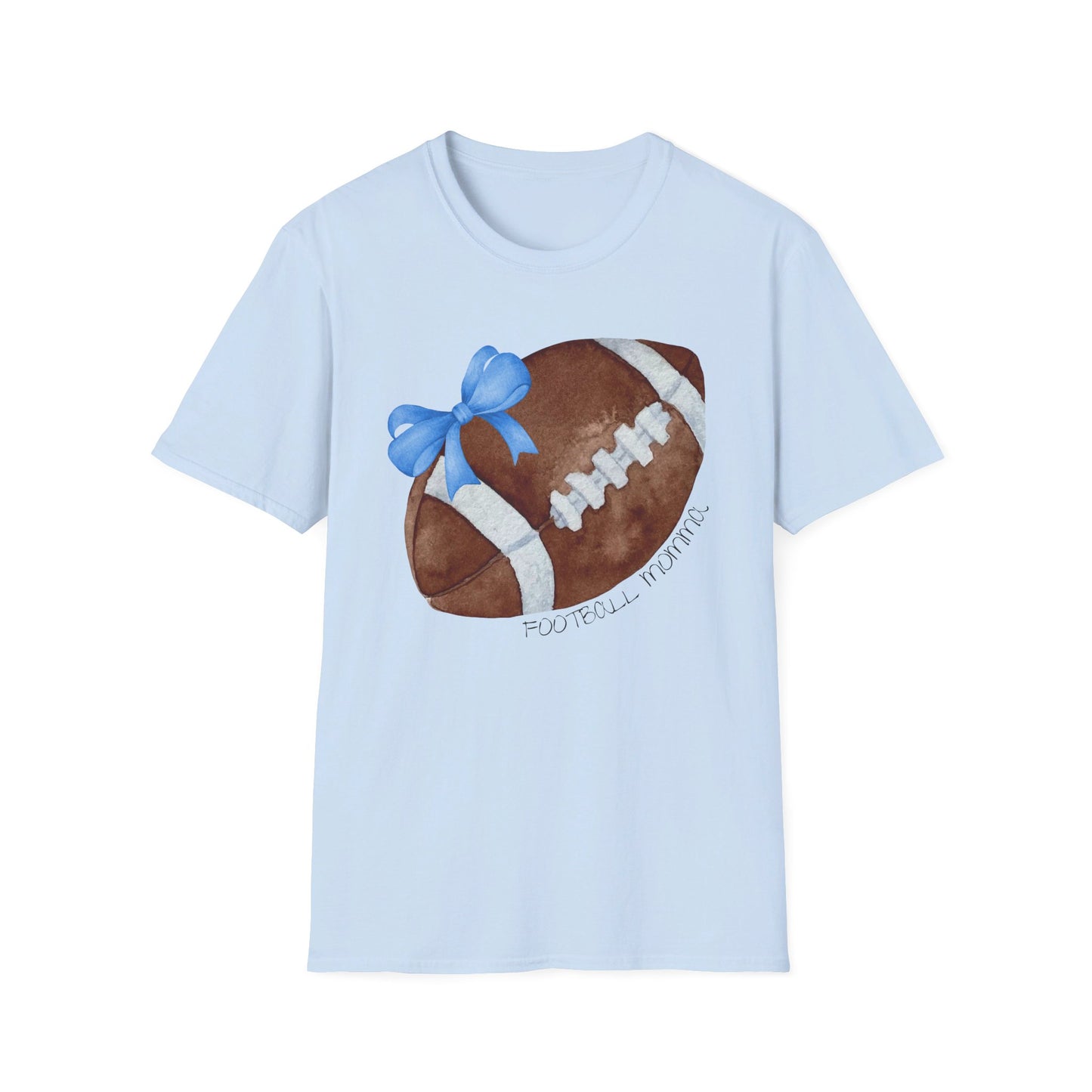 Football Momma T-Shirt with Blue Bow