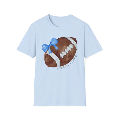 Football Momma T-Shirt with Blue Bow