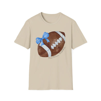 Football Momma T-Shirt with Blue Bow