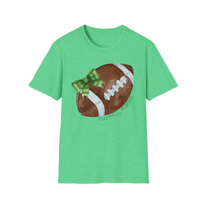 Football Momma T-Shirt with Green Bow