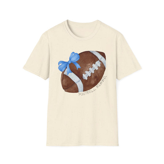 Football Momma T-Shirt with Blue Bow