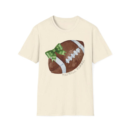 Football Momma T-Shirt with Green Bow