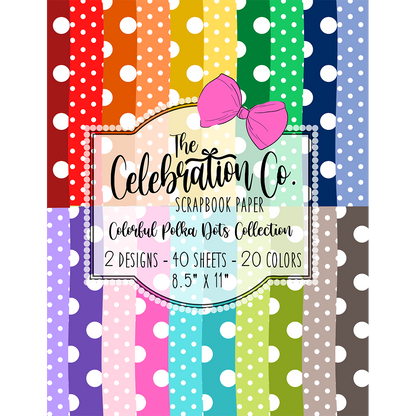 Colorful Polka Dots - Digital Download - Craft Paper Package with 20 Designs - The Celebration Co.