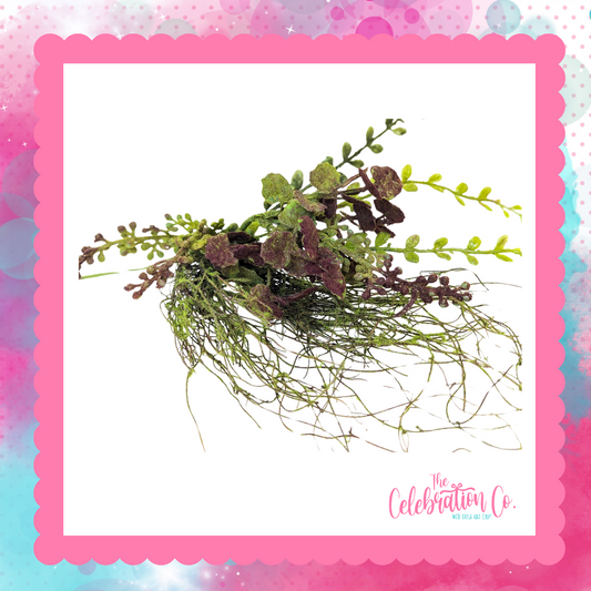 Artificial Mossy Twig and Leaf Spray - 16"