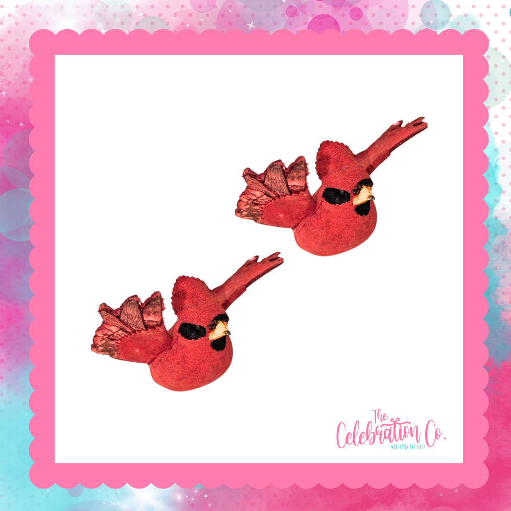 Mini Mushroom Red Cardinal Birds - 2" (Package of 2)