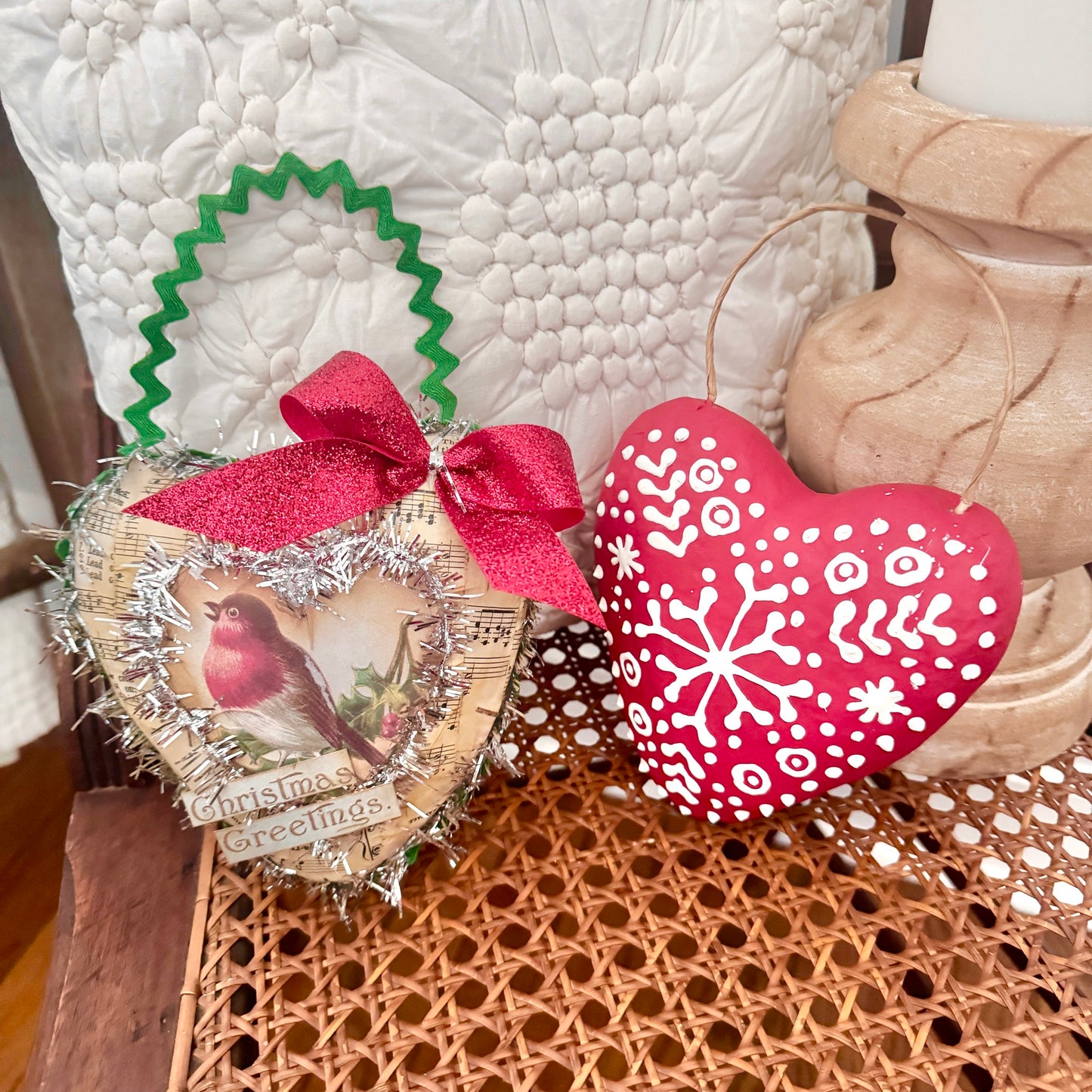 5" Puffy Paper Mache Heart Ornament