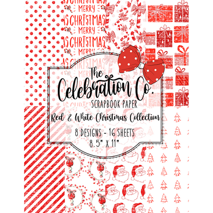 Red and White Christmas - Digital Download - Craft Paper Package - The Celebration Co.