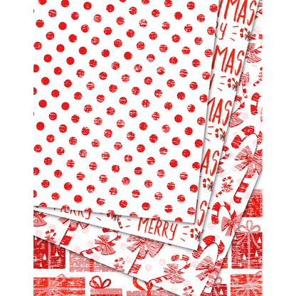 Red and White Christmas - Digital Download - Craft Paper Package - The Celebration Co.