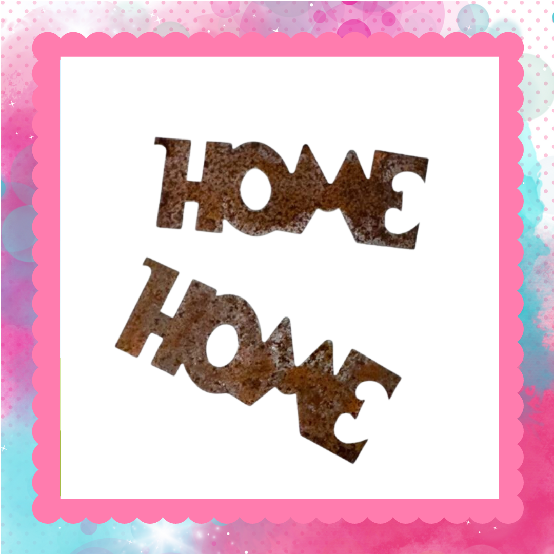 Rusty Tin "Home" Word Cutout 4-1/4"  - Package of 2