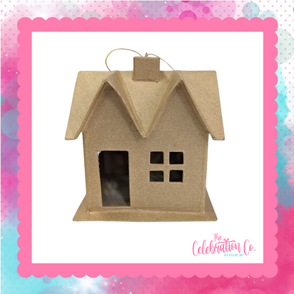 Paper Mache Primitive Saltbox House Ornament