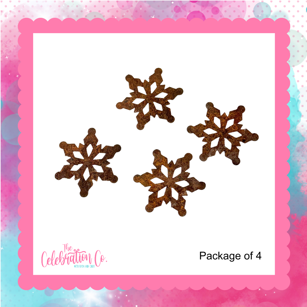 2" Rusty Tin Snowflake Cutouts - Package of 4