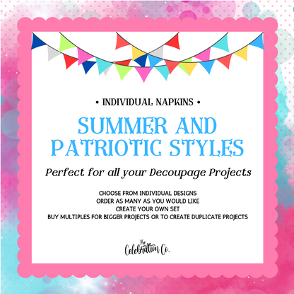 Summer and Patriotic Napkins - Individual Styles