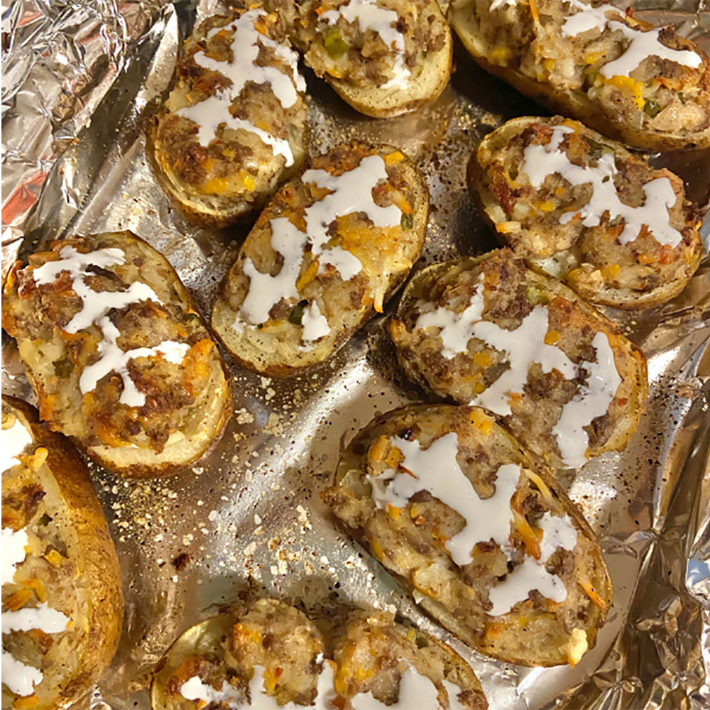 Recipe: Cheeseburger Stuffed Football Potato Skins - The Celebration Co.