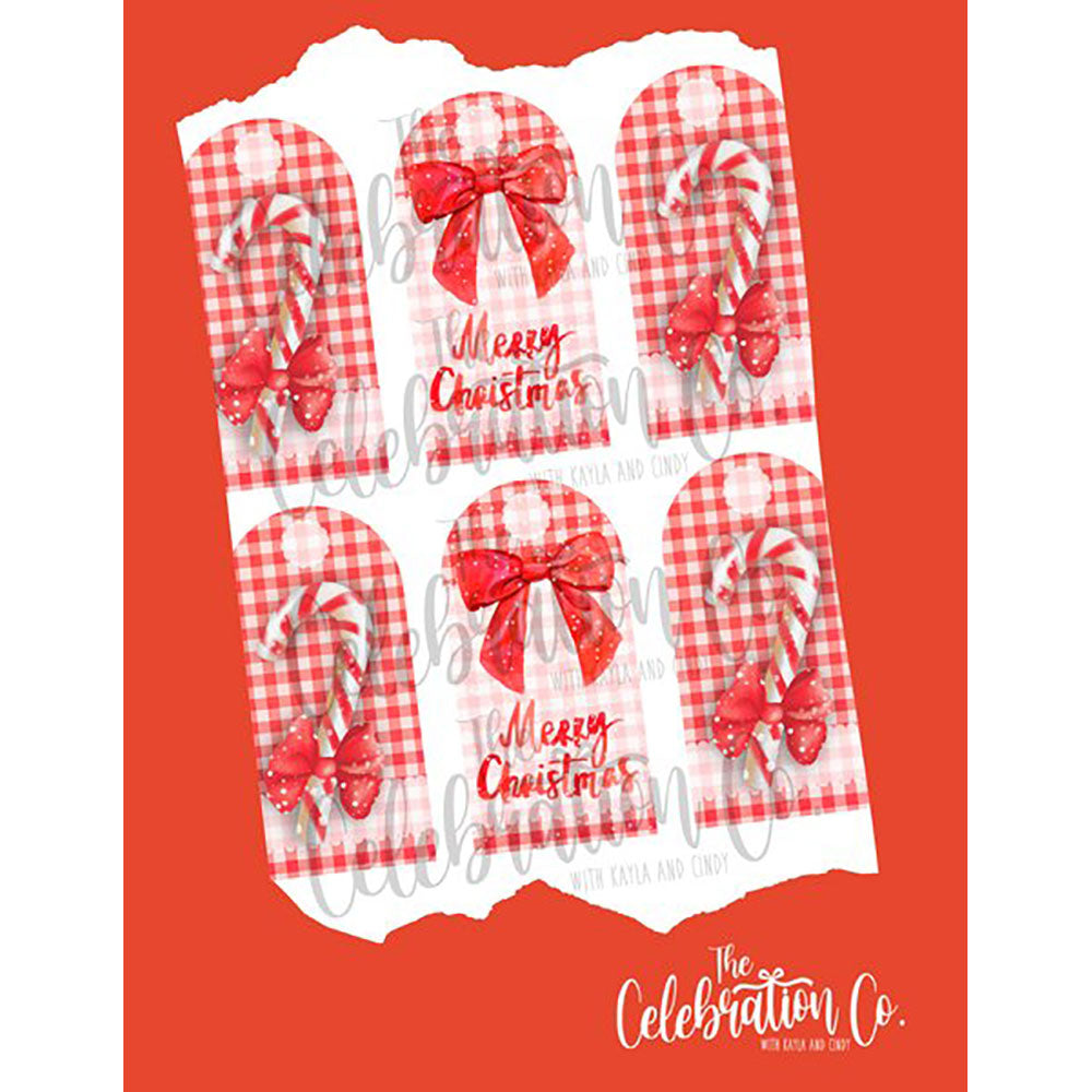 Printable Christmas Gift Tags - Red and White Candy Cane - The Celebration Co.