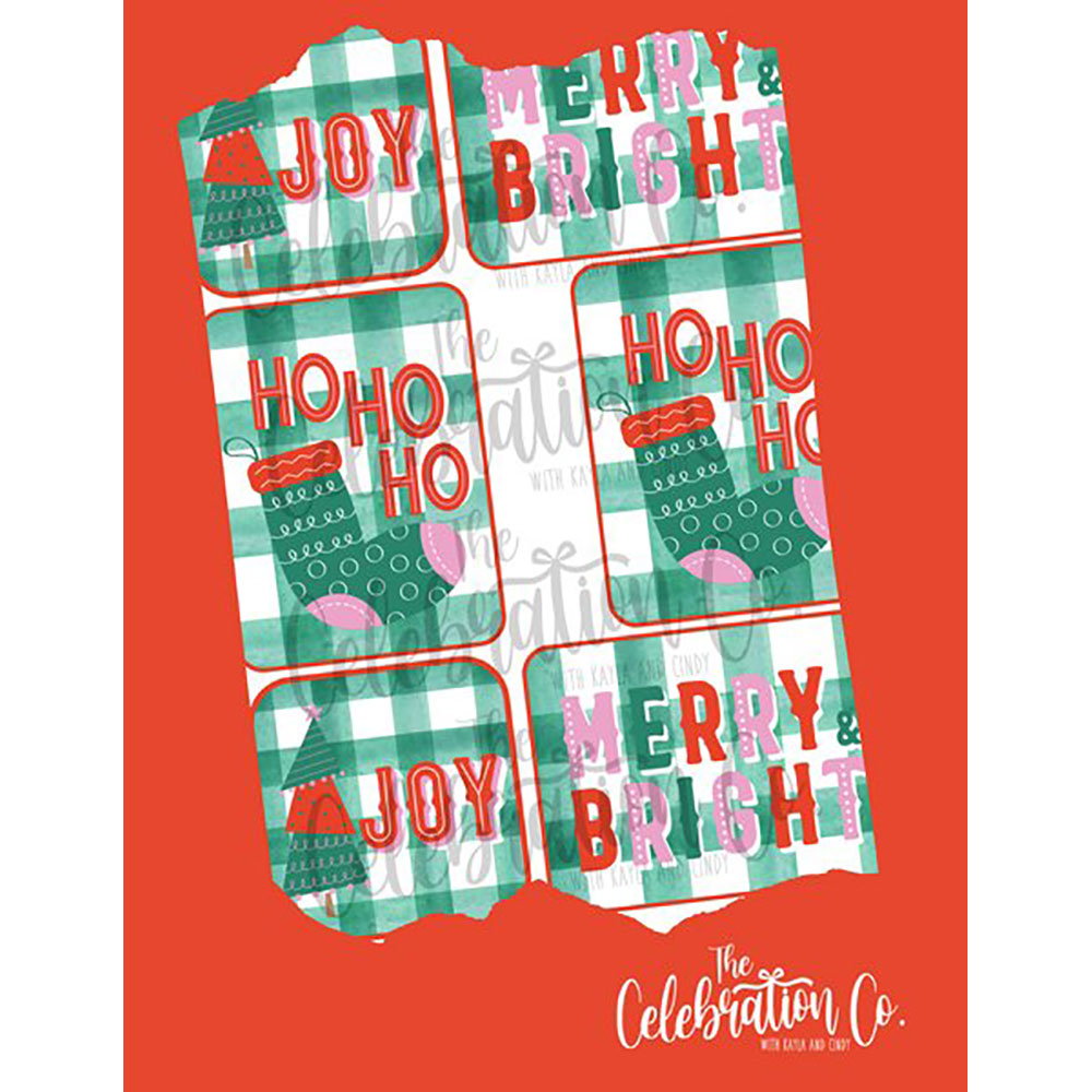 Printable Christmas Gift Tags - Green and White Gingham - The Celebration Co.